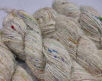 Recycled Sari Silk Yarn Prime - white patches - Sari Silk Yarn - recycle Sari Yarn - Recycle Silk Yarn - Recycled Yarn - Sari Yarn