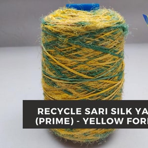 Recycled Sari Silk Yarn Prime - Yellow Forest - Sari Silk Yarn - recycle Sari Yarn - Recycle Silk Yarn - Recycled Yarn - Sari Yarn