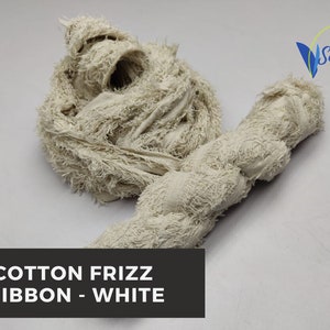 White Recycled Cotton Frizz Ribbon: Hand-Dyed Weaving Yarn