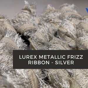 Silver Lurex Metallic Frizz Ribbon: Recycled Cotton, Hand-Dyed
