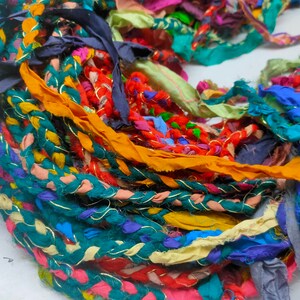 Sari Ribbon Yarn - Braided Lurex, Recycled Sari Yarn, Sari Silk Yarn, Recycled Silk, Hat Yarn, Jewellery Yarn, Recycled Craft Yarn