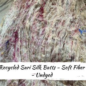 Undyed Sari Silk Waste Batts: Recycled Soft Fiber