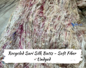 Déchets de soie Sari - Non teints | Déchets de nattes en soie recyclées | Déchets de nattes recyclées | Déchets de soie recyclés