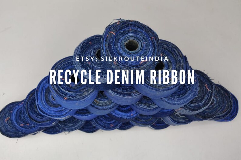 Recycled Cotton Ribbon Denim Ribbon Recycled Denim Ribbon Etsy