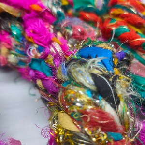 Sari Ribbon Yarn - Braided Lurex, Recycled Sari Yarn, Sari Silk Yarn, Recycled Silk, Hat Yarn, Jewellery Yarn, Recycled Craft Yarn