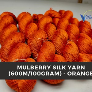 Hilo de seda de morera - 600M/100 gramos Naranja, Hilo de seda de morera, Seda de morera, hilo súper suave - Hilo de seda de morera 100%