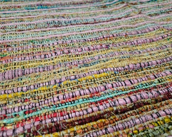 Handwoven Cotton Banana Silk Rug: Colorful Woven Sofa Throw (46&quot;x64&quot;)