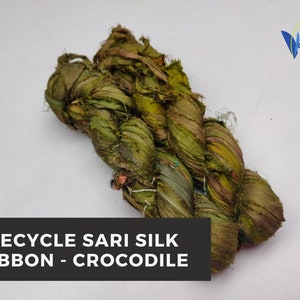 Recycled Sari Silk Ribbon - Crocodile