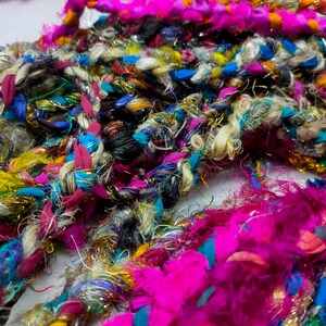Sari Ribbon Yarn - Braided Lurex, Recycled Sari Yarn, Sari Silk Yarn, Recycled Silk, Hat Yarn, Jewellery Yarn, Recycled Craft Yarn