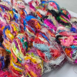 Recycled Sari Silk Yarn - Uncarded - Multicolor - SilkRouteIndia
