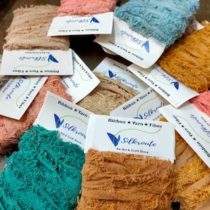 5 Yards Recycled Cotton Frizz Ribbon: Hand-Dyed Fuzzy Texture