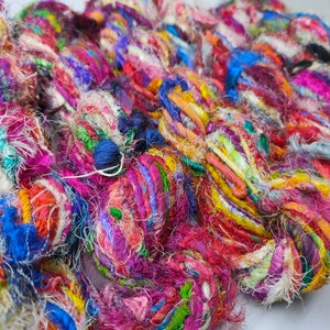 Recycled Sari Silk Yarn - Uncarded - Multicolor - SilkRouteIndia
