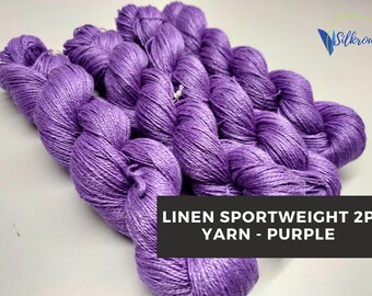Purple Linen Sportweight Yarn: Custom Dyed, Sensitive Skin