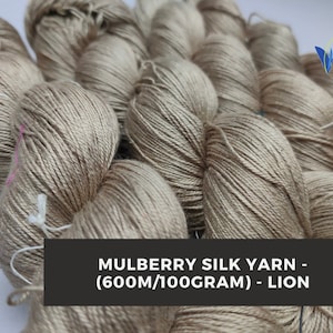 Hilo de seda de morera - 600M/100 gramos Lion-SR-134D-LS, hilo de seda de morera, seda de morera, hilo súper suave - 100% hilo de seda de morera