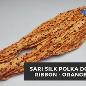 Sari Seidenband, Polka Dot Sari Seidenband, Schmuckband, Handwerksband, Seidensariband, Recyceltes Sariband, Recyceltes Seidenband