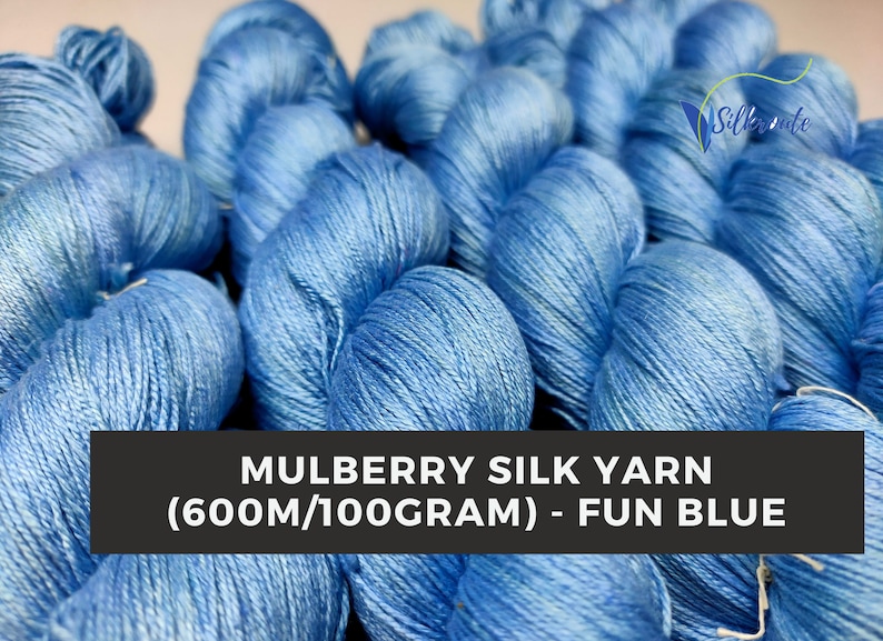 Mulberry Silk Yarn 600M/100 Gram Fun Blue, Mulberry Silk Yarn, Mulberry