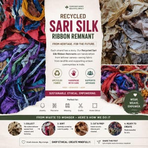 Recycled Sari Silk Ribbon Remnants: Colorful Craft Ribbon Pieces