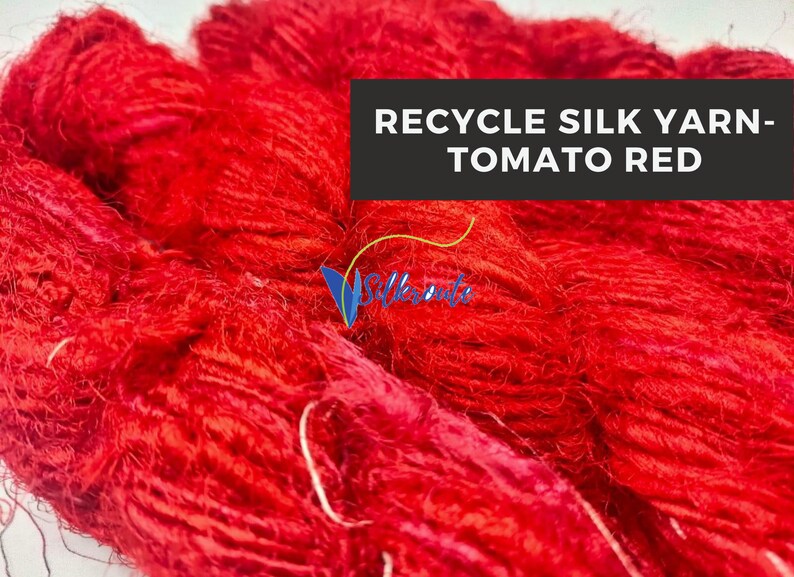 Recycle Sari Silk Yarntomato Red, Handspun Silk, Recycled Yarn, Sari