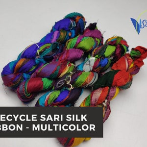 Recycled Sari Silk Ribbon - Multicolor - Recycled Sari Silk Ribbon - Silk Ribbon - Sari Silk Ribbon - Sari Ribbon - Recycled Ribbon