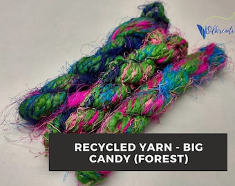 Forest Green Super Bulky : Handspun Recycled Sari Silk Yarn