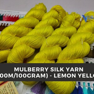 Mulberry Silk Yarn - 600M/100 gram Lemon Yellow | Mulberry Silk Yarn | Sockweight Yarn | super soft yarn | Mulberry Yarn | Sock Weight Yarn