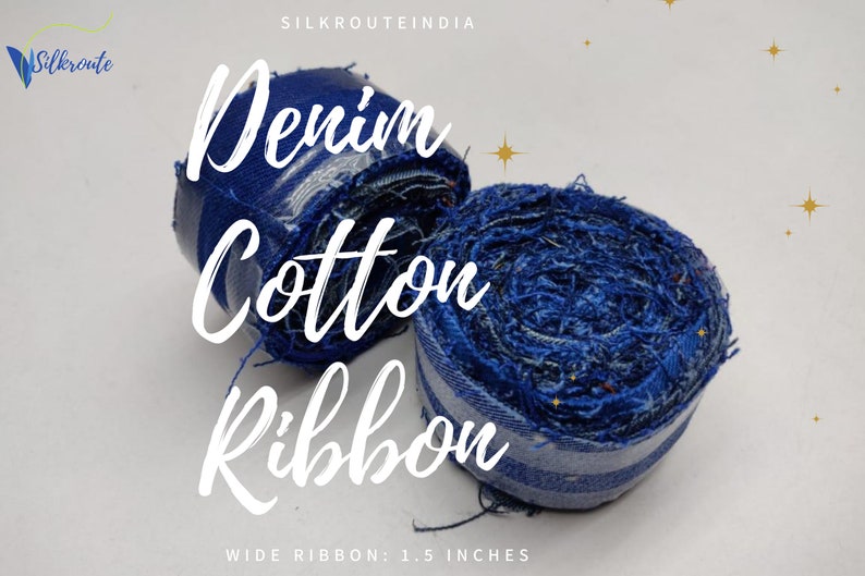 Recycled Cotton Ribbon Denim Ribbon Recycled Denim Ribbon Etsy