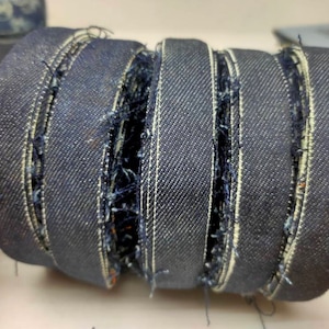 Jeansband - 12mm breit - Recyclingband - Recyclingband - Baumwollband - Jeansband - SilkRouteIndia
