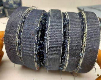Recycled Denim Ribbon: Half-Inch Wide Cotton Ribbon