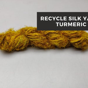 Turmeric Recycled Sari Silk Yarn: Handspun Fiber Art
