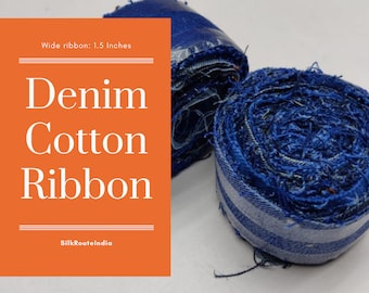 Recycled Denim Cotton Ribbon - 1.5" Wide
