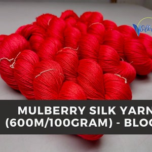Mulberry Silk Yarn - 600M/100 gram (Blood), Mulberry Silk Yarn, Mulberry Silk, super soft yarn - Blood