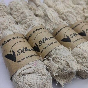 Undyed Recycled Cotton Frizz Ribbon: Handcrafted Macrame Fiber