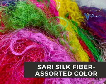 Gerecycleerde sari-zijdevezel: diverse levendige kleuren, weven en breien