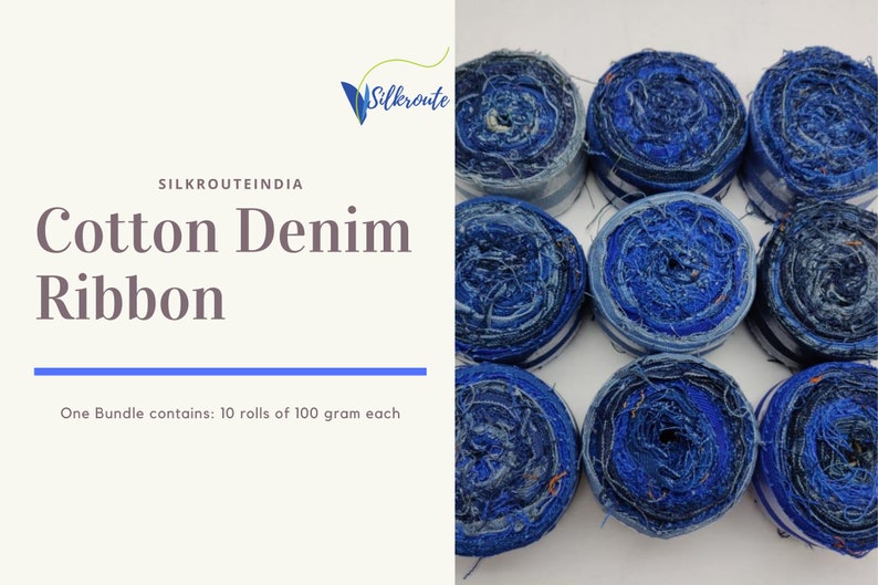 Recycled Cotton Ribbon Denim Ribbon Recycled Denim Ribbon Etsy