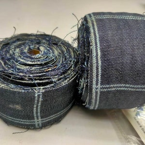 Jeansband Liniendruck, Recyceltes Jeansband - 1,5 "Breit, Recyceltes Baumwollband, Recyceltes Jeans Band, Jeans Band
