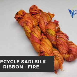 Recycled Sari Silk Ribbon - Fire | Recycle Ribbon | Sari Silk Ribbon | Recycle Silk Ribbon