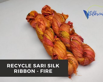 Recycled Sari Silk Ribbon - Fire | Recycle Ribbon | Sari Silk Ribbon | Recycle Silk Ribbon