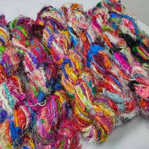 Recycled Sari Silk Yarn - Uncarded - Multicolor - SilkRouteIndia