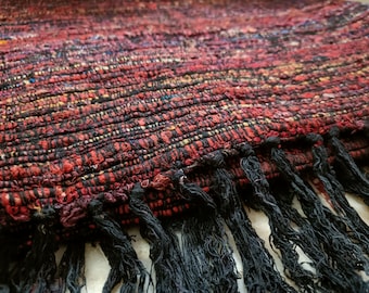 Hand Loom woven Silk Linen Cotton Chunky Throws - Maroon | Sofa Throws | Decorative Throws | Silk Throws | Sofa Mat | Silk Rugs | Red Rugs