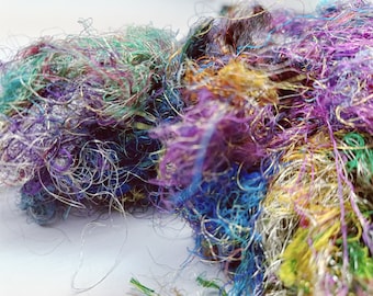 Déchets de fibres scintillantes de soie recyclée Déchets de soie multi-recyclés Fibre de lurex de soie recyclée | Fibre Lurex Recyclée