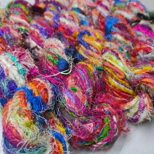 Recycled Sari Silk Yarn - Uncarded - Multicolor - SilkRouteIndia