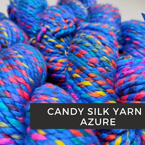 Candy Silk Yarn- Azure | Mulberry Silk | Mulberry Yarn | Worsted Weight Yarn | super soft yarn | Knitting Yarn | 100% Mulberry Silk Yarn