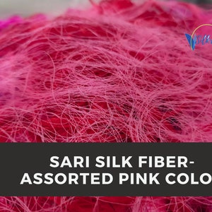 Assorted Pink Sari Silk Fiber: Recycled Yarn for Knitting & Weaving