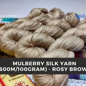 Mulberry Silk Yarn - 600M/100 gram (Rosy Brown), Mulberry Silk Yarn, Mulberry Silk, super soft yarn, Mulberry Yarn, Socks Yarn
