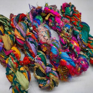 Sari Ribbon Yarn - Braided Lurex, Recycled Sari Yarn, Sari Silk Yarn, Recycled Silk, Hat Yarn, Jewellery Yarn, Recycled Craft Yarn