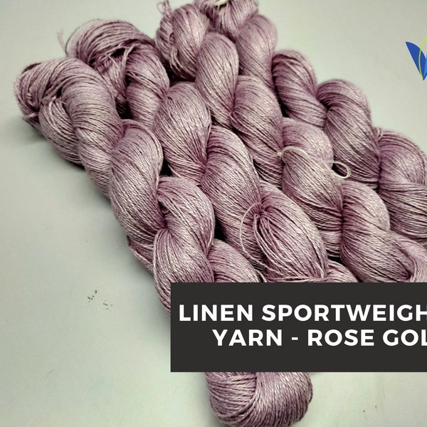 Linen Sportweight Yarn - rosegold, Linen Yarn, Sportweight Yarn, Crochet Yarn, Weaving Yarn, Sensitive Skin Yarn, Summer Yarn