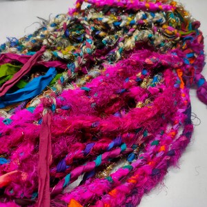 Sari Ribbon Yarn - Braided Lurex, Recycled Sari Yarn, Sari Silk Yarn, Recycled Silk, Hat Yarn, Jewellery Yarn, Recycled Craft Yarn