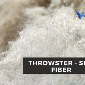 Detail of the undyed white silk fiber texture and separated loose strands.