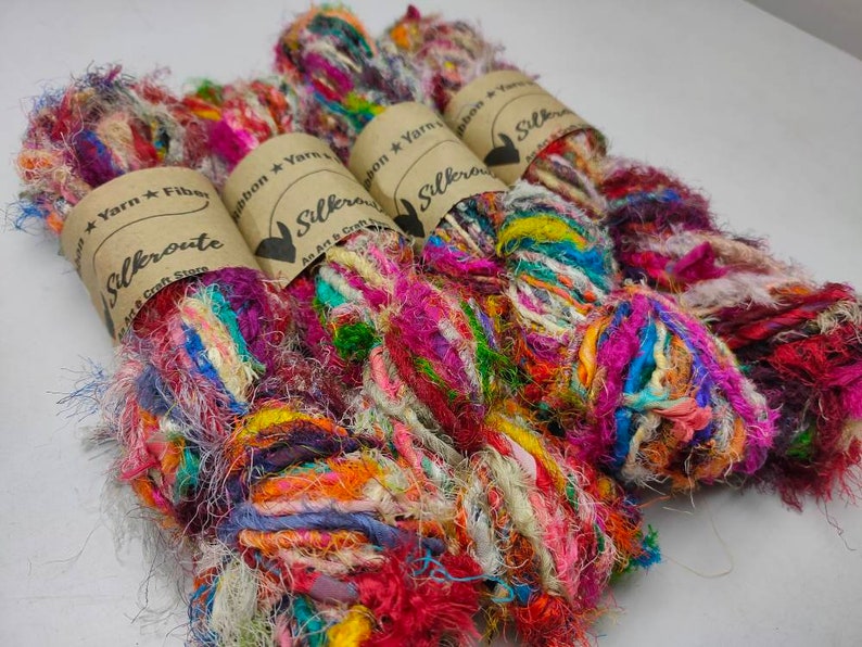 Recycled Sari Silk Yarn - Uncarded - Multicolor - SilkRouteIndia