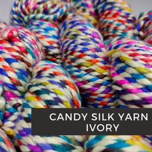 Candy Silk Yarn - Ivory | Mulberry Silk | Mulberry Yarn | Worsted Weight Yarn | super soft yarn | Weaving yarn | Knitting Yarn | Bulky Yarn
